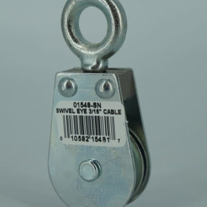 1-1/2″ Swivel Eye Pulley Block; Snatch Pin; 3/16″ Rope