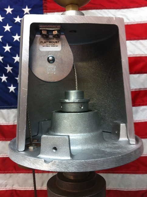 BlockDivisions flat mount pulley block used on flag pole installations