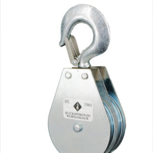 3-1/2″ Swivel Hook Pulley Block; Steel Latch; 2 sheaves